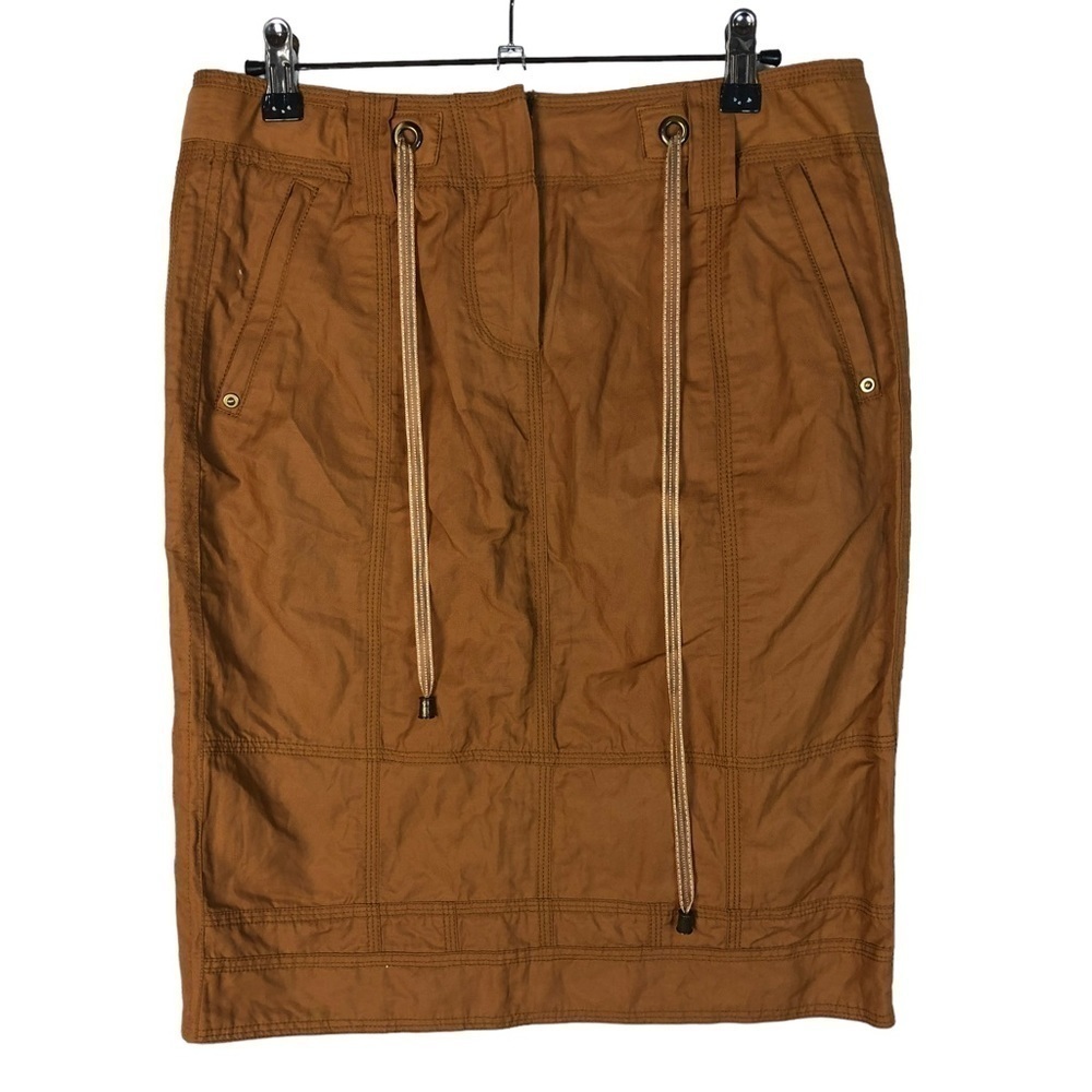 Etcetera Vintage Y2K Orange Nylon Knee Length‎ Pencil Skirt 4